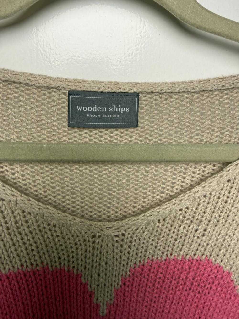 Wooden Ships Pink Heart Sweater Size S/M - Picture 4 of 5